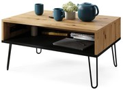 HAIRPIN S-90 EiK Artisan/Zwart Mat - MODERNE KOFFIETAFEL MET OPKLAPBARE TAFEL + OPBERGVAK + PLANK