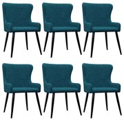 vidaXL Eetkamerstoelen 6 st fluweel blauw