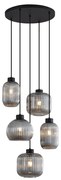 Design hanglamp zwart met smoke glas 5-lichts - Ana