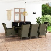 vidaXL 9-delige Tuinset met kussens poly rattan bruin