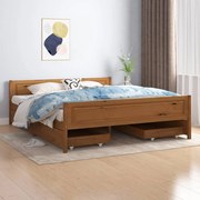 vidaXL Bedframe met 4 lades massief grenenhout honingbruin 160x200 cm