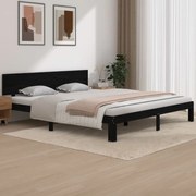 vidaXL Bedframe massief hout zwart 180x200 cm 6FT Super King