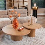 Richmond Interiors Oakley Salontafel Set Eiken Organische Vorm - 114 X 90cm.