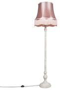 Retro vloerlamp grijs met roze Granny kap - Classico Retro E27 rond Binnenverlichting Lamp