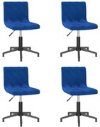 vidaXL Eetkamerstoelen draaibaar 4 st fluweel blauw