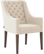 Goossens Eetkamerstoel Pearl beige velvet stof met armleuning, stijlvol landelijk