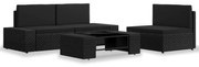 vidaXL 4-delige Loungeset poly rattan zwart