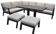 Barolo hoek dining loungeset 6 delige aluminium verstelbare tafel  antraciet