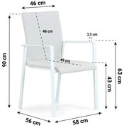 Tuinstoel stapelbaar Aluminium/textileen Wit Lifestyle Garden Furniture Rome