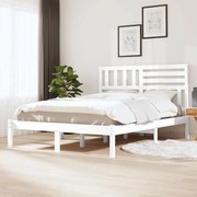 vidaXL Bedframe massief grenenhout wit 120x190 cm 4FT small double