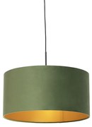 Hanglamp met velours kap groen met goud 50 cm - Combi