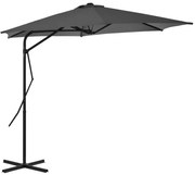 vidaXL Parasol met stalen paal 300 cm antraciet