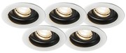 Moderne inbouwspot wit staal set van 5 - Rondoo