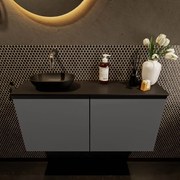 Mondiaz Fowy toiletmeubel 100cm dark grey met zwarte waskom links zonder kraangat