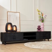 Starfurn Omaha Black Mangohout Tv-meubel Zwart 240 Cm - 240x45x50cm.