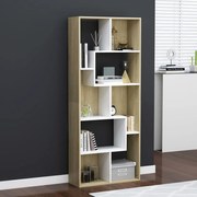 vidaXL Boekenkast 67x24x161 cm spaanplaat wit en sonoma eikenkleurig