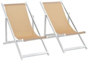 vidaXL Strandstoelen inklapbaar 2 st aluminium en textileen crème