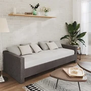 vidaXL Slaapbank met matras en USB stof donkergrijs 90x200 cm