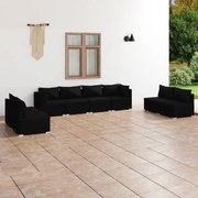 vidaXL 8-delige Loungeset met kussens poly rattan zwart