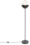 Retro vloerlamp zwart met helder glas - Eclipse