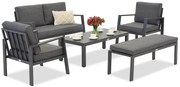 Zakintos Coffee 4 aluminium set met bankje antraciet Garden Point
