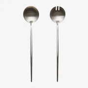 Set Van 2 Saladebestekken Van Roestvrij Staal Raxiem Mat Zilver - Sklum