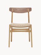Houten stoel CH23 met handgevlochten zitvlak