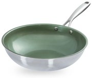 Just Vegan Wokpan CeraVegan ECO 28 cm roestvrij staal groen