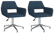 vidaXL Eetkamerstoelen 2 st draaibaar stof blauw