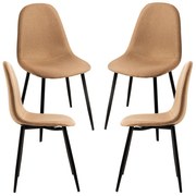 Set van 4 Zwarte Teok Stoffen Stoelen