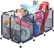VEVOR Zwembadopbergbak 1590x815x915 mm, organizer met zijvakken, PVC-frame, gaasmand, opbergdoos, opbergmand, opbergkar voor zwembadspeelgoed