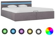 vidaXL Bedframe met hydraulische opslag en LED stof taupe 180x200 cm