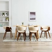 vidaXL Eetkamerstoelen 6 st gebogen hout en kunstleer crème