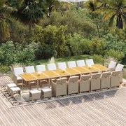 vidaXL 21-delige Tuinset met kussens poly rattan beige