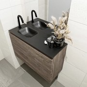 Mondiaz Olan 80cm toiletmeubel dark brown met wastafel urban links 1 kraangat