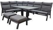 Pacific hoek dining loungeset 7 delig aluminium verstelbaar