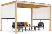 Lagos 3x4 vrijstaande terraspergola met 3m Garden Point houtachtige zij-rolluiken - wit