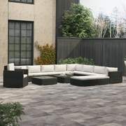 vidaXL 13-delige Loungeset met kussens poly rattan zwart