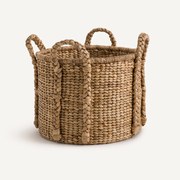 Ronde mand met 4 handvatten in waterhyacint , Tima