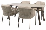 Taste by 4 Seasons Florence tuinset terre met Manolo tafel met geprint keramisch blad 180 cm Tuinset bruin weerbestendig