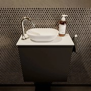 Mondiaz Fowy toiletmeubel 50cm urban met witte waskom links en kraangat