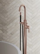 Saniclear Copper Curved Pro vrijstaande badkraan geborsteld koper