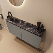 Mondiaz Ture DLux toiletmeubel 100cm smoke met wastafel lava links met kraangat