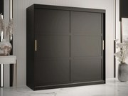 Kledingkast Ferfere 101, Zwart, 200x180x62cm, 149 kg, Kledingkast deuren: Schuivend, Aantal planken: 9, Aantal planken: 9