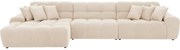 Goossens Excellent Bank Kubus - 30 X 30 Cm Stiksel wit, stof, 1,5-zits, modern design met chaise longue links