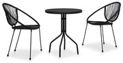 vidaXL 3-delige Bistroset PVC-rattan zwart