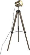 Smart vloerlamp tripod hout met studiospot incl. Wifi B35  - Braha