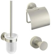 Royal Plaza Salix toiletset met haak closetrol en borstelhouder geborsteld nikkel 49067