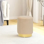 vidaXL Hocker rond pluche crèmekleurig