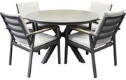 Lola Samantha dining tuinset 120xH75 cm rond 5 delig antraciet keramisch blad